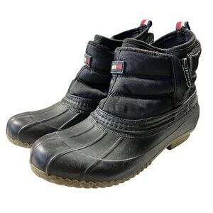 Tommy Hilfiger Womens Rubber Duck Boots Size 7 Black